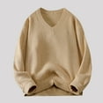 thumbnail image 1 of Mens V Neck Sweaters Knitted Long Sleeve Sweatshirts Shirts Casual Solid Color Pullover Slim Thermal Warm Going-Out Loungewear Sweater Tops, 1 of 6