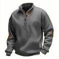 thumbnail image 1 of Mens V Neck Sweatshirt with Collar Long Sleeve Sweater Regular Button Up Stand Collar Sweatshirts Soft Comfortable Pullover Sweat Tops Casual Sweaters, 1 of 7