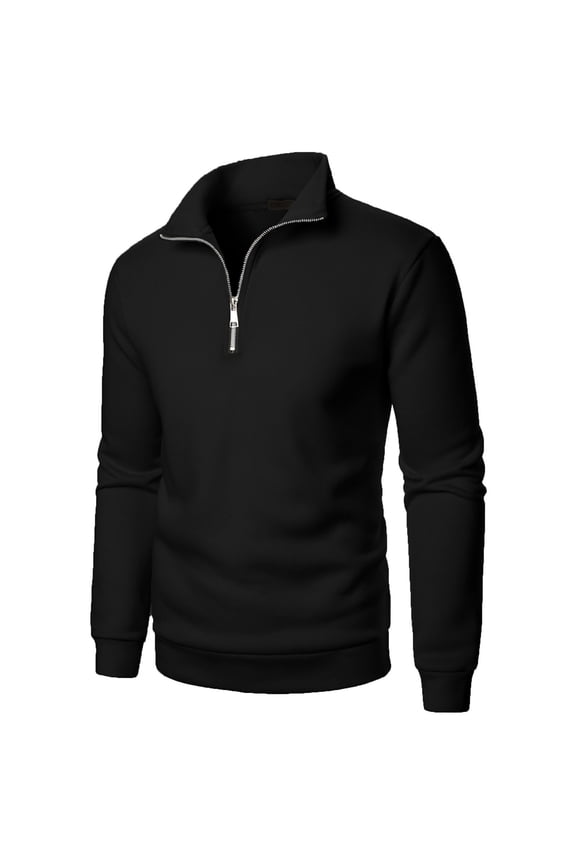 Mens V Neck Sweatshirt Quarter Zip Sweatshirt Fleece Lined Pullover Top Sweater Lapel Collar Trendy Regular Fit Long Sleeve Fall Winter Work Gym Sweat Tracksuit Tops
