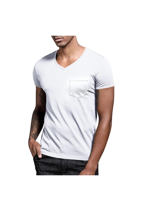 Mens V Neck T Shirt Short Sleeve Casual Stretchy Lightweight Plain Tee Shirts Summer Classic Regular Fit Basic Top