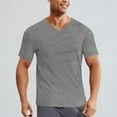 thumbnail image 1 of Mens V Neck T-Shirts Athletic Workout Short Sleeve Stretchy Slim-Fit Tees Tops Pullover Solid Color Casual Breathable Running Tshirts, 1 of 7