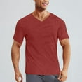 thumbnail image 1 of Mens V Neck T-Shirts Athletic Workout Short Sleeve Stretchy Slim-Fit Tees Tops Pullover Solid Color Casual Breathable Running Tshirts, 1 of 7