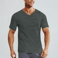 thumbnail image 1 of Mens V Neck T-Shirts Athletic Workout Short Sleeve Stretchy Slim-Fit Tees Tops Pullover Solid Color Casual Breathable Running Tshirts, 1 of 7