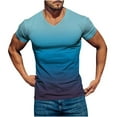 thumbnail image 1 of Mens V-Neck T Shirts Quick Dry Gradient Short Sleeve Sport Shirt Casual Athletic Workout Tops for Men, 1 of 4