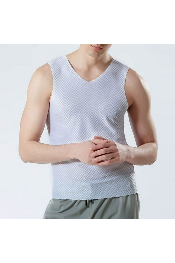 Mens V Neck Tank Tops Plus Size L-4X Sleeveless Quick-Drying Gym Shirts Casual Stretchy Slim Pullover Breathable Running Vests Undershirts