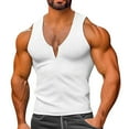 thumbnail image 1 of Mens V Neck Tank Tops Stretchy Slim-Fit Ribbed Sleeveless Undershirts Shirts Pullover Solid Color Comfort Athletic Workout Muscle Vests, 1 of 5
