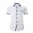 thumbnail image 1 of Mens V Neck Tops Dressy Casual Sexy Mens Blouses Casual Short Sleeve Mens T Shirts Loose Fit Athletic Tops Men 3X Summer Button Boho Top, 1 of 7