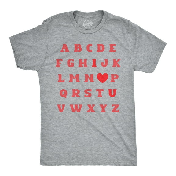 Mens Valentine Alphabet T Shirt Funny Cute Valentines Day Gift Lovers Tee for Guys Graphic Tees