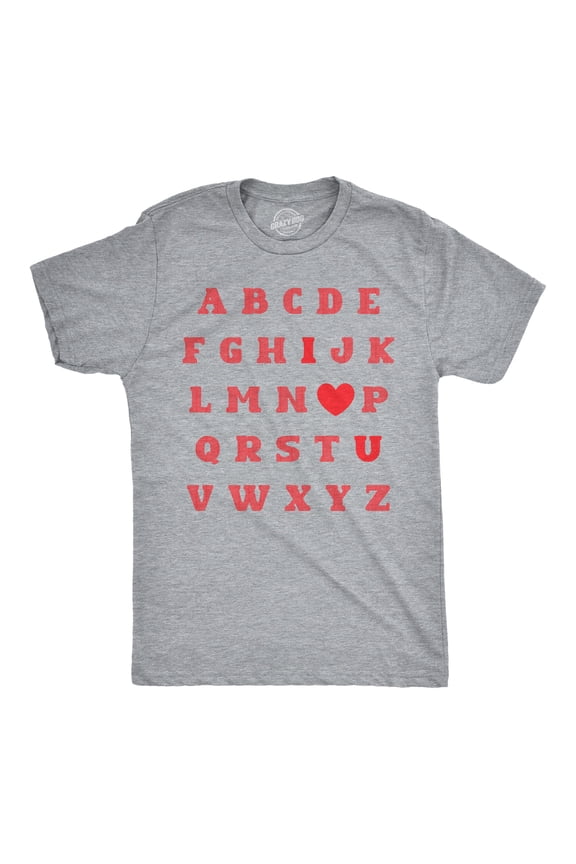 Mens Valentine Alphabet T Shirt Funny Cute Valentines Day Gift Lovers Tee for Guys Graphic Tees