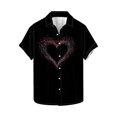 thumbnail image 1 of Mens Valentine Shirt, Heart Print Short Sleeve Shirt, Men's Valentine's Day Printed Tops Button Casual Short Sleeved Lapel Shirt, 1 of 5