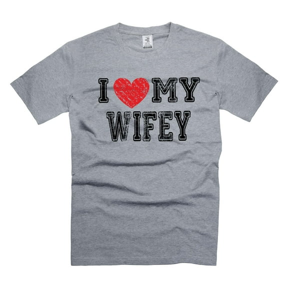 Mens Valentine's Day T-shirt I Love My Wife Shirt Gift From Wife Shirt For Hubby Gift For Husband (Medium Grey)