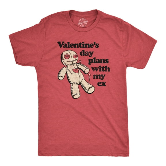 Mens Valentines Day Plans With My Ex T Shirt Funny Voodoo Doll Joke Tee for Guys Graphic Tees