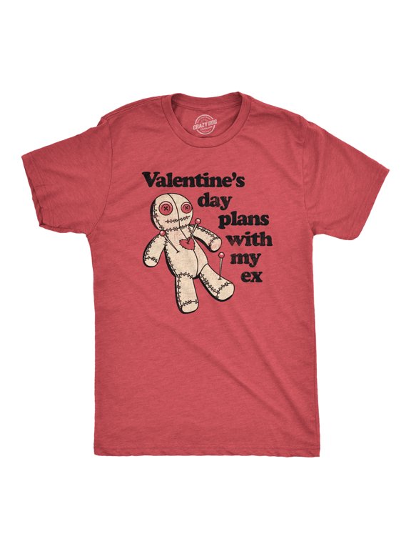 Mens Valentines Day Plans With My Ex T Shirt Funny Voodoo Doll Joke Tee for Guys Graphic Tees