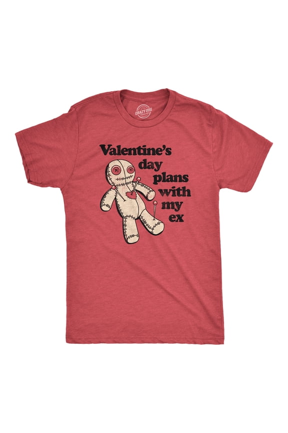 Mens Valentines Day Plans With My Ex T Shirt Funny Voodoo Doll Joke Tee for Guys Graphic Tees