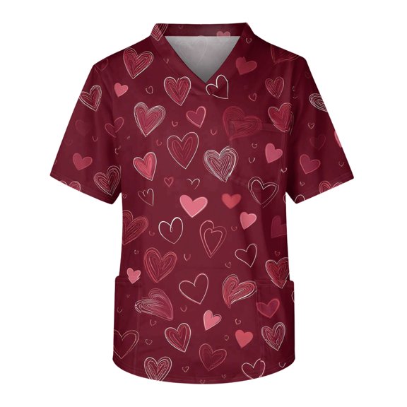 Mens Valentines Shirt,Valentine Shirts for Men Heart Print Funny Button Down Sweet Short Sleeve Casual T Shirts Light pink XL