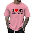 thumbnail image 1 of Mens Valentines T-Shirts I Love My Girlfriend Funny Cute Love Heart Printed Pullover Tees Short Sleeved Round Neck Casual Workout Tees, 1 of 4