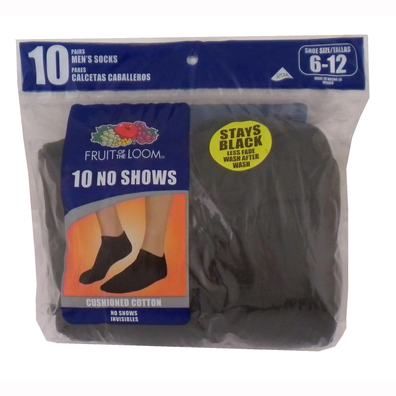 Mens Value Pack No Show Socks - 10 Pairs
