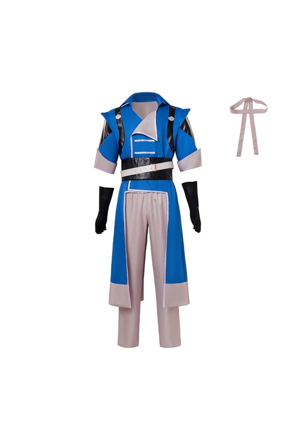 Mens Vampire Hunter Inspired Blue Battle Outfit Jacket Pants Gloves Set