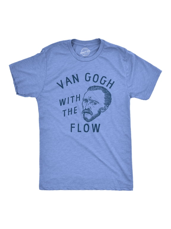 Mens Van Gogh With The Flow T Shirt Funny Painter Vincent Artist Tee for Guys Graphic Tees