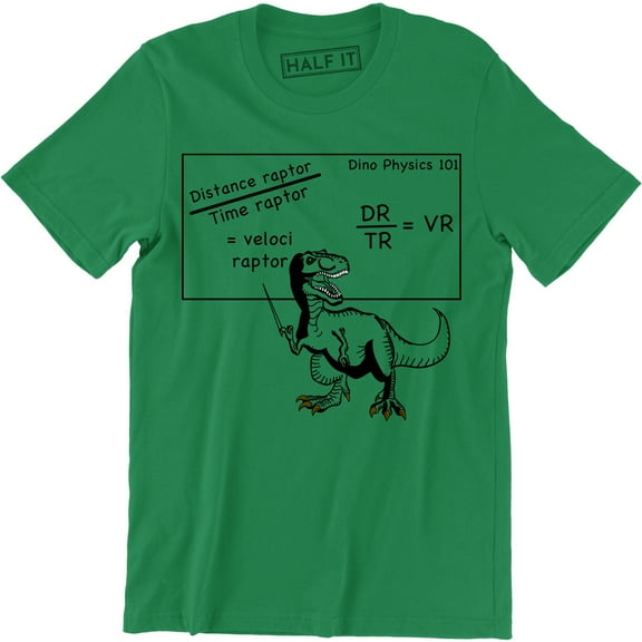 Mens Velociraptor Cute Funny Dinosaur Velocity Physics Math Formula T-Shirt
