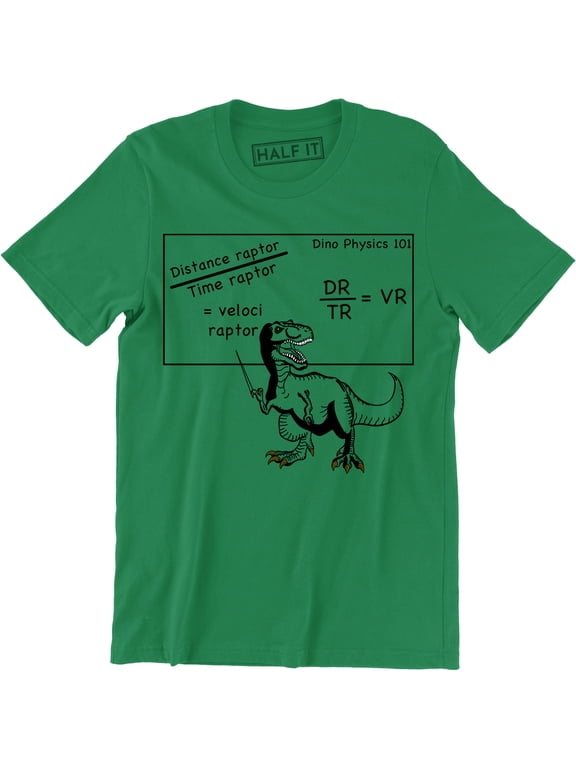 Mens Velociraptor Cute Funny Dinosaur Velocity Physics Math Formula T-Shirt