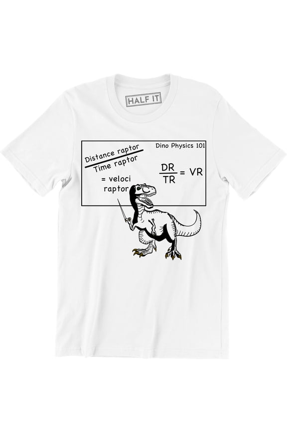 Mens Velociraptor Cute Funny Dinosaur Velocity Physics Math Formula T-Shirt