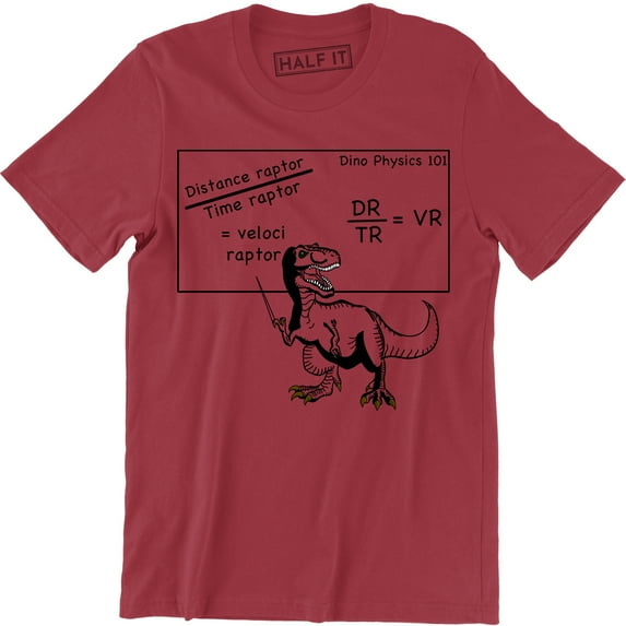 Mens Velociraptor Cute Funny Dinosaur Velocity Physics Math Formula T-Shirt