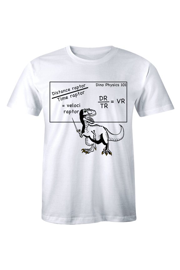Mens Velociraptor Tshirt Cute Dinosaur Velocity Physics Math Formula Tee All Size S-5XL