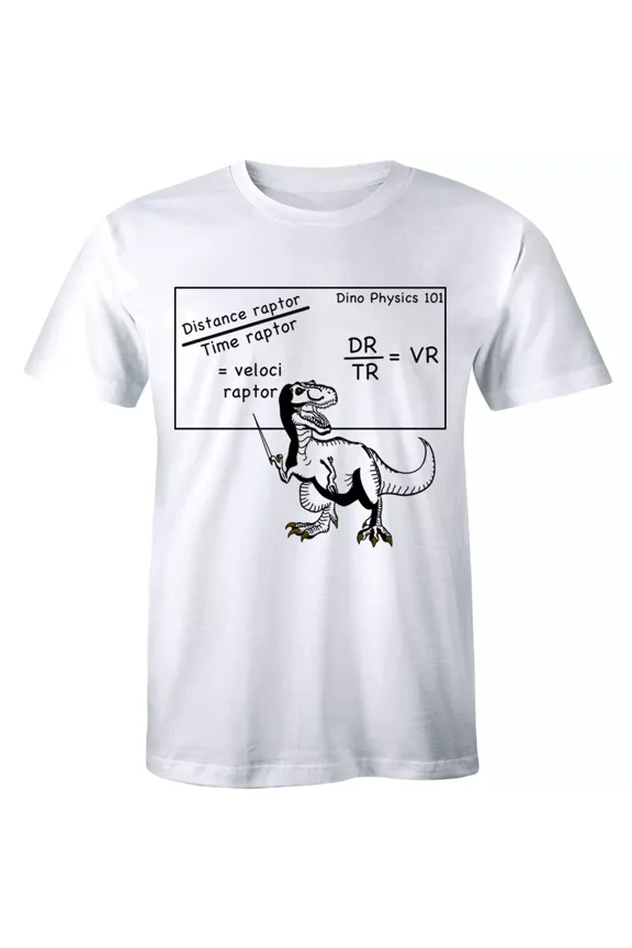 Mens Velociraptor Tshirt Cute Funny Dinosaur Velocity Physics Math Formula