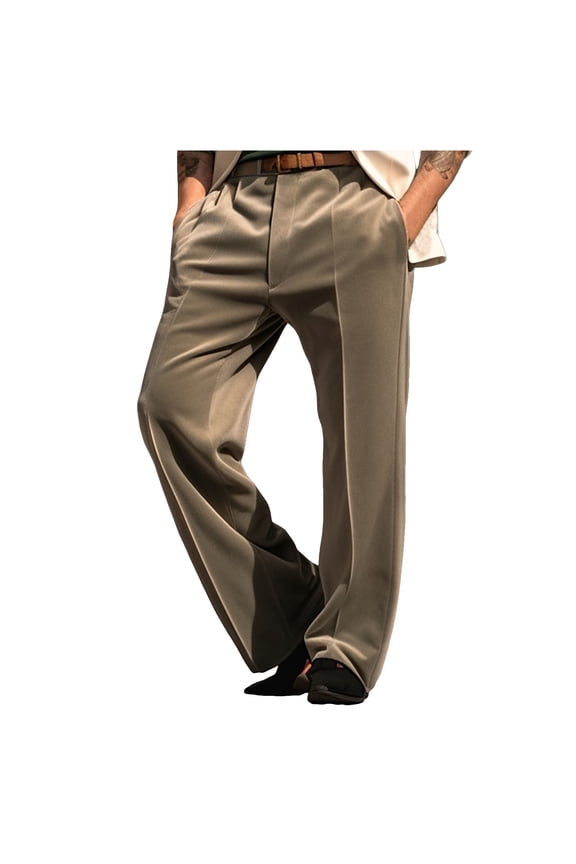 Mens Velvet Dress Pants - Grid Pattern, Straight Leg, Button Pockets - Fashionable Casual Trousers for Daily/Holiday