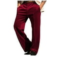 thumbnail image 1 of Mens Velvet Dress Pants - Grid Pattern, Straight Leg, Button Pockets - Fashionable Casual Trousers for Daily/Holiday, 1 of 7
