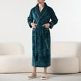 thumbnail image 1 of Mens Velvet Fleece Nightgown Long Bathrobe Comfort Casual Plush Soft Spa Robe Long Sleeve Thermal Sleepwear Fall Winter Loungewear with Pockets, 1 of 7