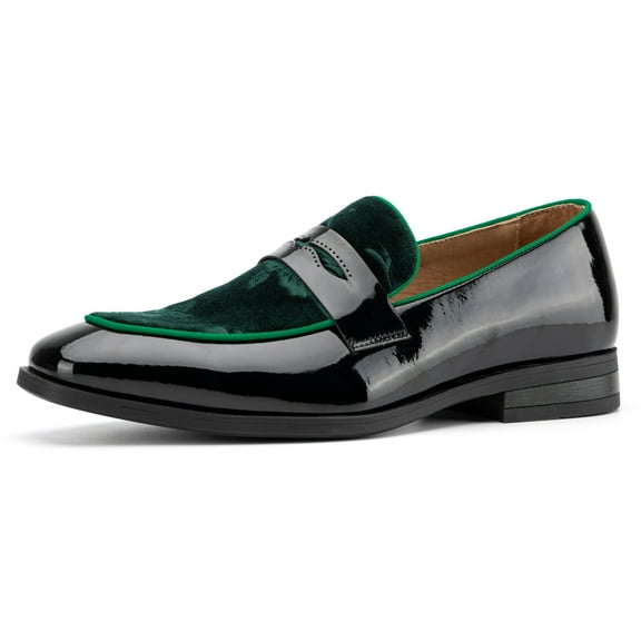 Mens Velvet Loafers Dress Shoes Loafers for Men Tuxedo Suit Shoes, Green/31, 9 US