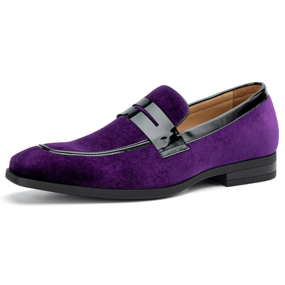 Mens Velvet Loafers Dress Shoes Loafers for Men Tuxedo Suit Shoes, Purple/24, 13 US
