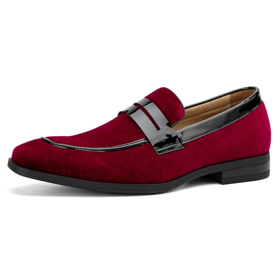 Mens Velvet Loafers Dress Shoes Loafers for Men Tuxedo Suit Shoes, Red/24, 9 US
