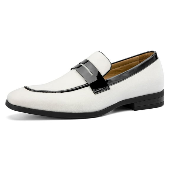 Mens Velvet Loafers Dress Shoes Loafers for Men Tuxedo Suit Shoes, White/24, 11 US