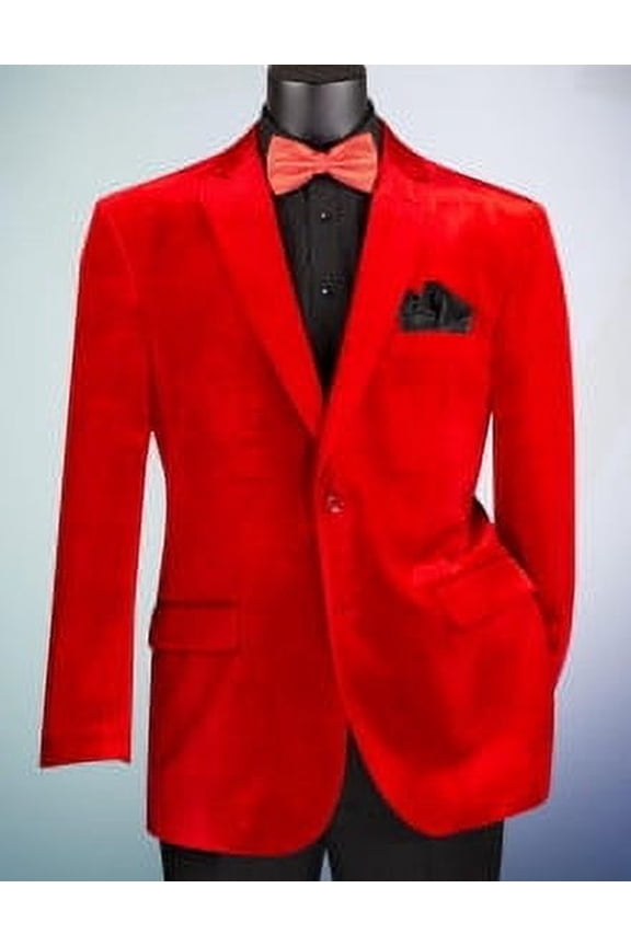 Mens Velvet Sport Coat Red Jacket 2 Button Vinci B-27
