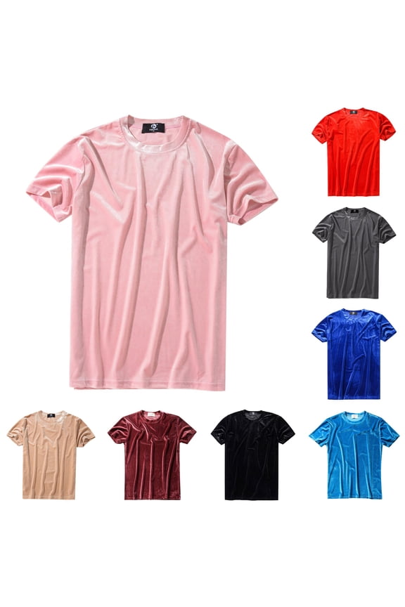 Mens Velvet Velour Fashion Hop Slim Short Sleeves T Shirts Mens Big and Tall Shirts Men Medium Shirts Packs of The Shirts Men Spandex Tee Night Shirt Neck Tee Shirt Pro 5 T Shirts for Men T