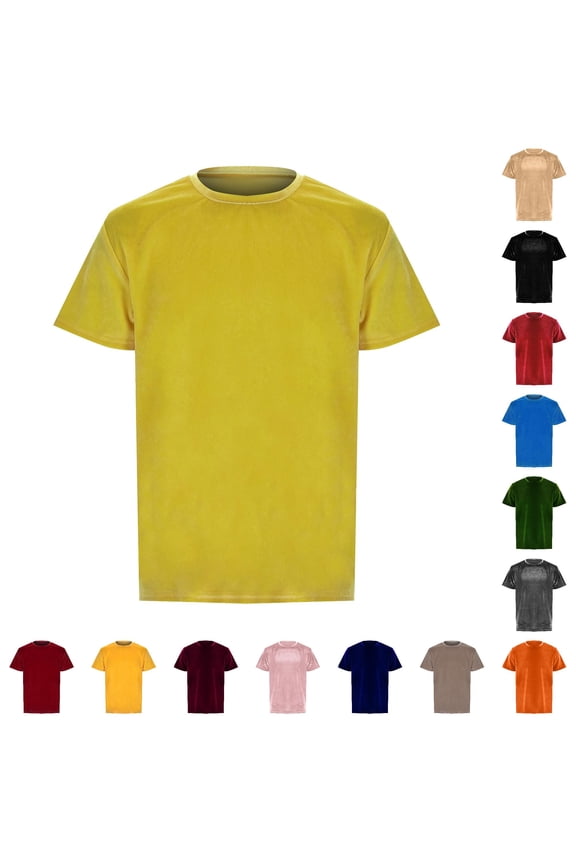 Mens Velvet Velour Fashion Hop Slim Short Sleeves Tennis T Shirts