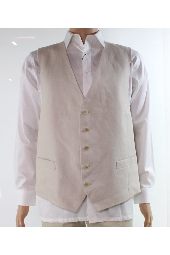 Mens Vest Linen Button-Front 2XL