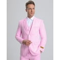 thumbnail image 1 of Mens Vested Summer Seersucker Suit in Pink Pinstripe, 1 of 1