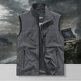 thumbnail image 1 of Mens Vests Casual Mens Solid Fishing Vest Full Zip Sleeveless Casual Outerwear Jacket Outdoors Work Travel Photo Vest with Multi Pockets Men Jacket Grey XL, 1 of 4