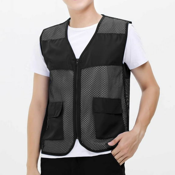 Mens Vests Casual Qiggri Men Solid Color Convenient Workwear Outdoor Zipper Multi-Pocket V-Neck Tank Top Vest For Men