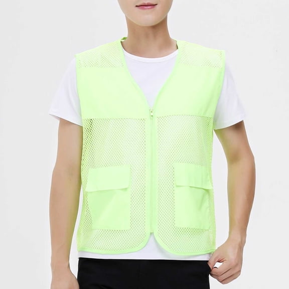 Mens Vests Casual Qiggri Men Solid Color Convenient Workwear Outdoor Zipper Multi-Pocket V-Neck Tank Top Vest For Men
