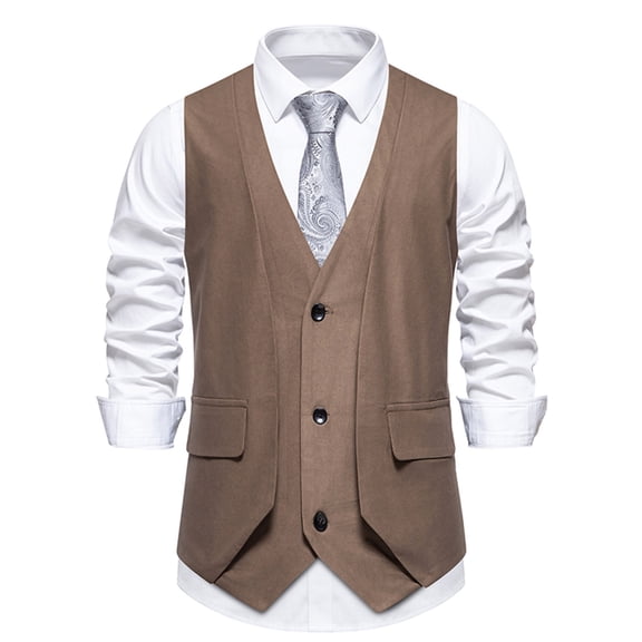Mens Vests Casual Qiggri Men Solid Fashion Retro Have Pockets Button V-Neck Tanks Blouse Suit Vest For Men