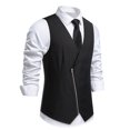 thumbnail image 1 of Mens Vests Casual Qiggri Men Solid Fashion Retro Zipper V-Neck Wedding Sleeveless Tanks Blouse Suit Vest For Men, 1 of 6