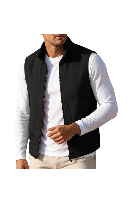 Mens Vests Outerwear Performance Lightweight Water Resistant Sleeveless Jacket Windproof Softshell Vests Sports Golf Vest for Men Big and Tall Size L-5XL Black
