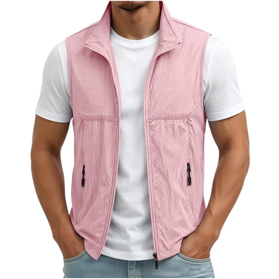 Mens Vests Outerwear Windproof Lightweight Softshell Sleeveless Jacket | Breathable Zip Up Multi-Pockets Quick Dry Sports Vest for Golf Hiking Fishing Running