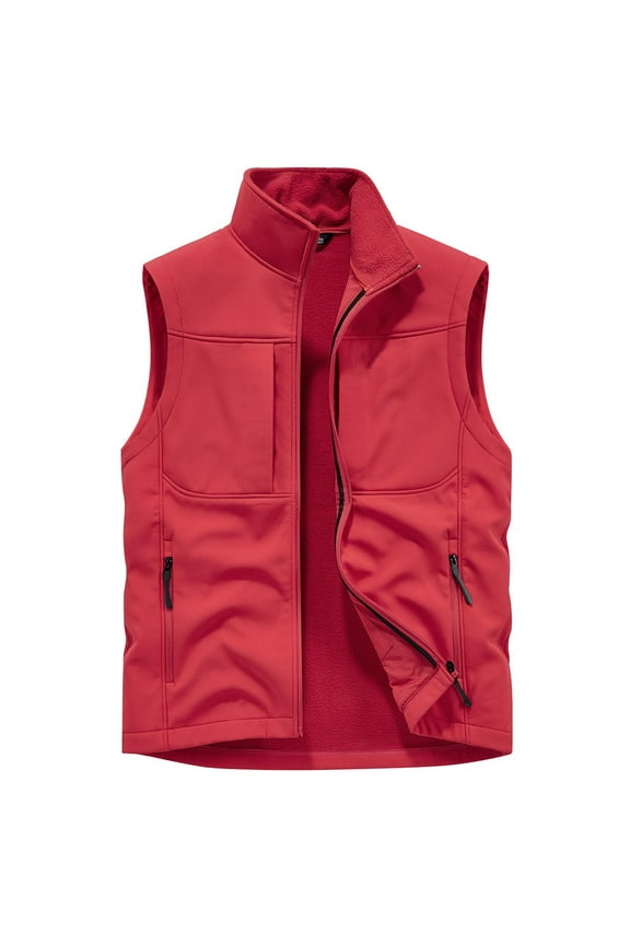 Mens Vests Safari Hiking Activewear Vest Fleece Lined Work Body Warmer Winter Thermal Waistcoat Stand Collar Golf Gilet Jackets with Zip Pockets for Outdoor