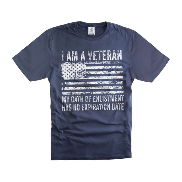 Mens Veteran T-shirt I Am A Veteran Shirt Veteran USA Flag Tee Shirt USA Patriotic Shirt (Medium Navy Blue)
